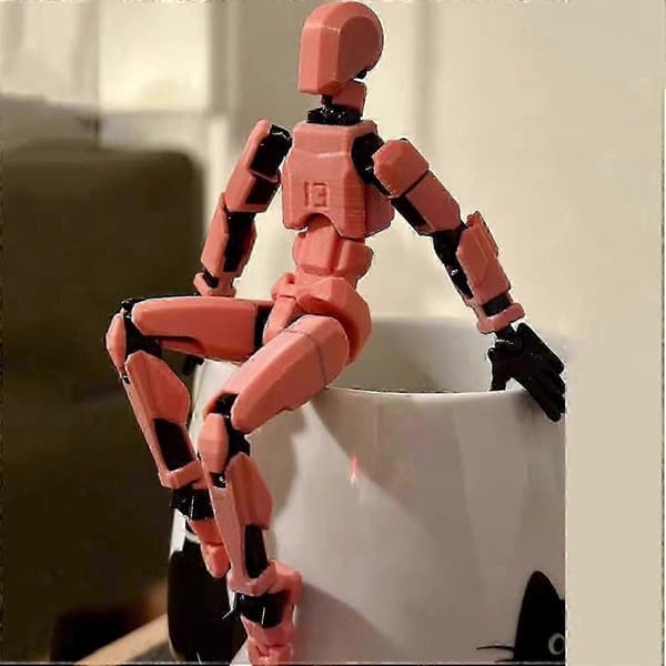 T13 Robot Actionfigur - 3D-printet samleobjekt til sci-fi-fans pink black