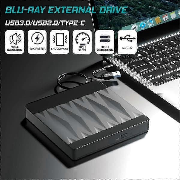 【03】Extern Blu-ray-enhet Optisk enhet Cd Dvd Bd-brännare Rw-spelare, omskrivare Skivduplikator för