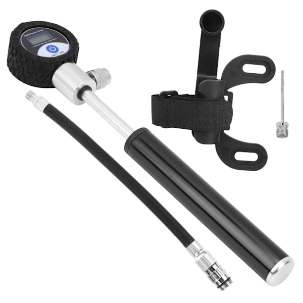 Bärbar Cykel Luftpump Manuell Däckpump 120PSI Högt Tryck LCD Digital Display Svart