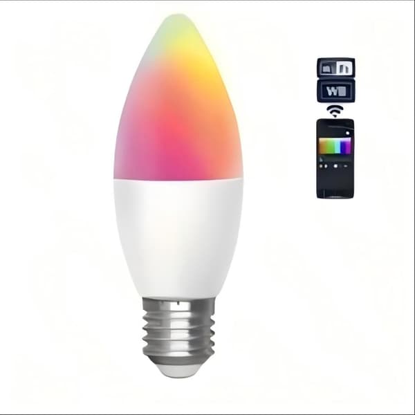 WB C37 E27 6.5W RGB+CCT Smart Pære, 555lm, WiFi/Bluetooth Kontrol