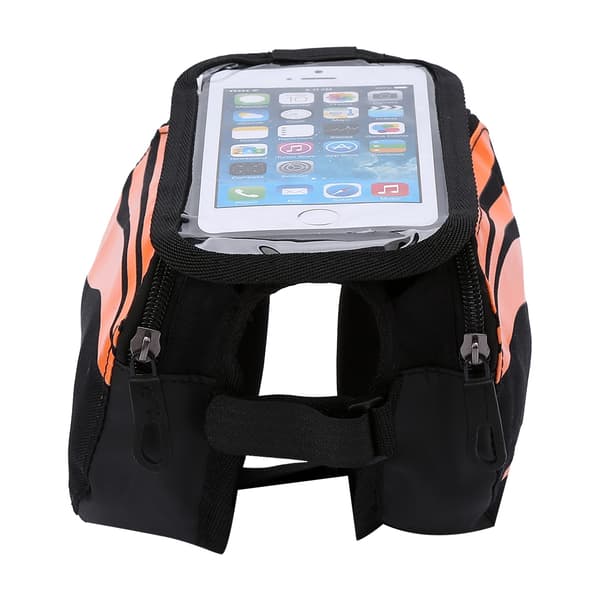 Cykel Top Ramme Taske Dobbelt Pose Holder Front Toprørs Taske Til Mobiltelefon Orange