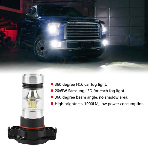 LED Etusumuvalopolttimot - H16 3030, 100W, 1000LM