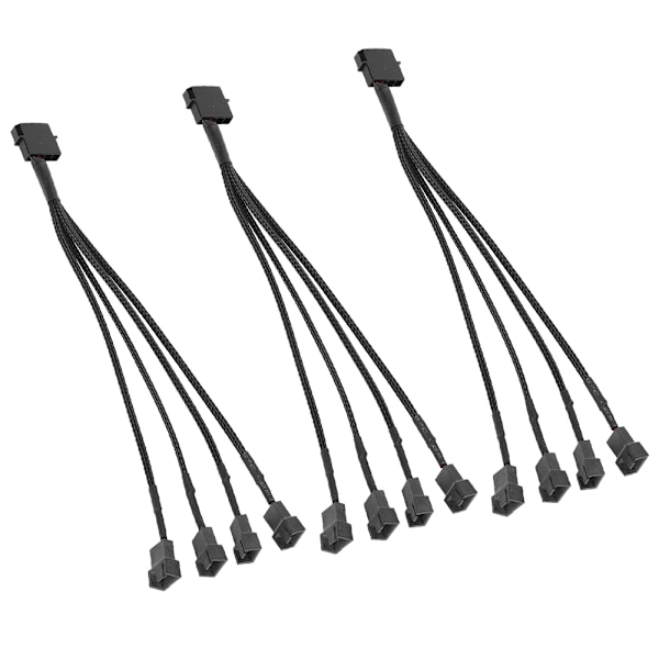 3 st Förlängningskabel 1 till 4 Splitter för Dator CPU Chassi Fläkt Adapter 4P till 4Pin