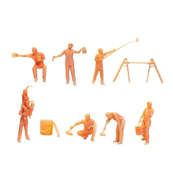 9x Mini 1/64 Resin Malerfigurer Dekoration Model Samlerobjekter Tilbehør