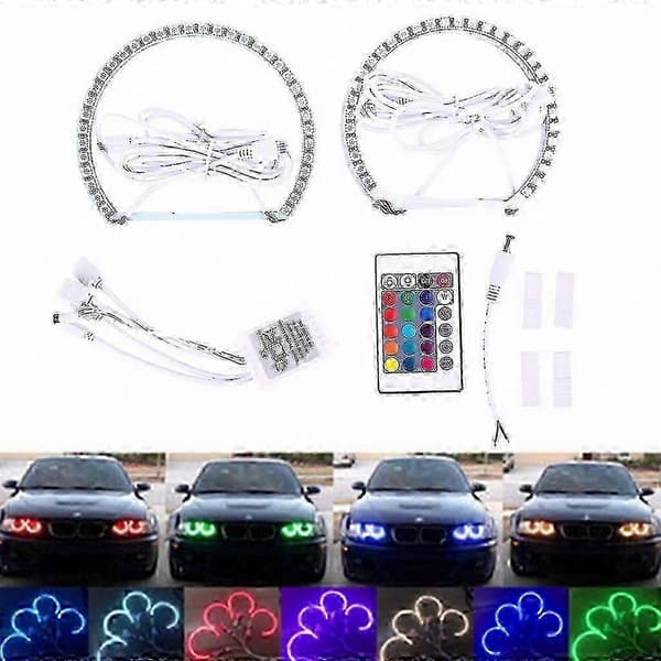 5050 RGB Angel Eyes-ringe til E46-forlygter, 131+146 mm biltilbehør, par LED-haloringe