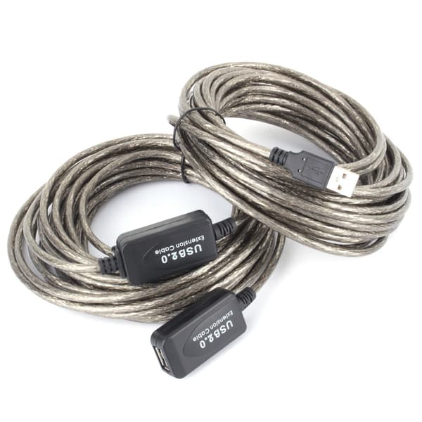15M USB 2.0 Typ A Hane till Hona Förlängningskabel Svart