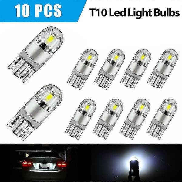 10 st 6000k Canbus T10 168 194 W5w Kupolformade LED-lampor för sidomarkering, vit