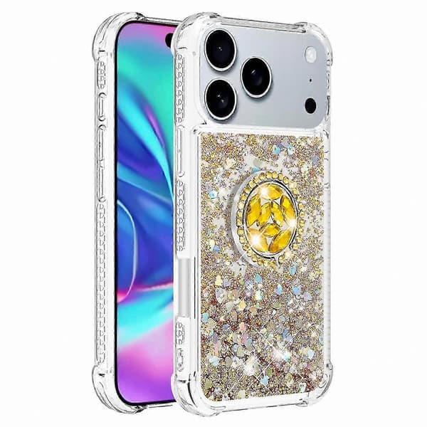 Quicksand TPU-cover med stativ til 17 Pro Max stødsikkert etui Gold