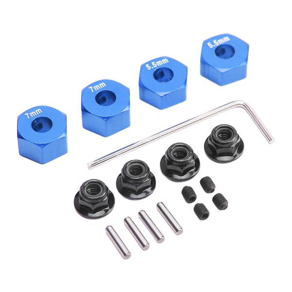 RC hjulnav hex aluminiumlegering 12 mm diameter 5,5 mm 7 mm tykkelse tilbehørssæt