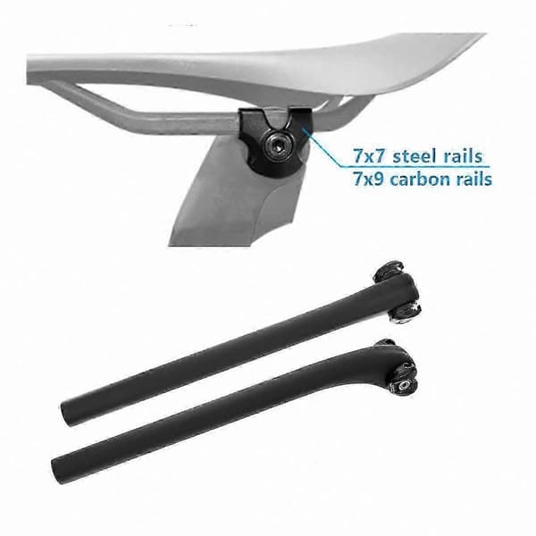 Adapter i kulfiber til sadelskinner til cykelsadelpindeklemme 7x9mm ovale/runde klemmer til cykelsadelpindsrørforbindelse Black