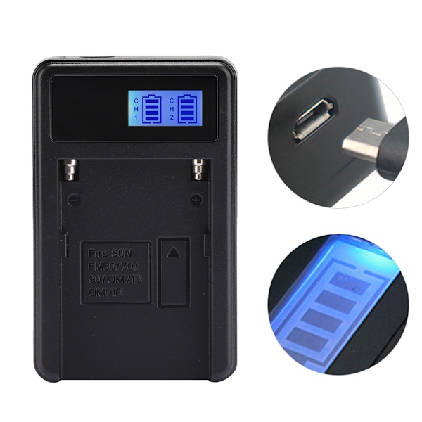 SEIVI Sort Plastik LED Video Lys LCD Elektrisk Mængde Display Kamera Batteri Oplader til Sony NP F550 F960 F970