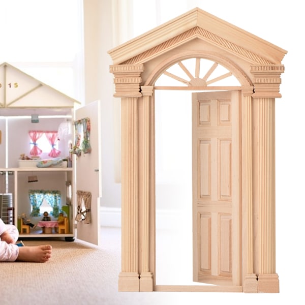 1:12 Dockhus Mini Trä Spetsig Dörr för Dockor DIY Dockhus Möbler Tillbehör