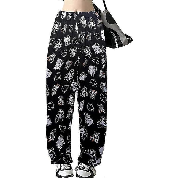 Hello Kitty -flanellpyjama naisille, mukavat pehmeät kotihousut, lämpimät yöasut Skeleton M