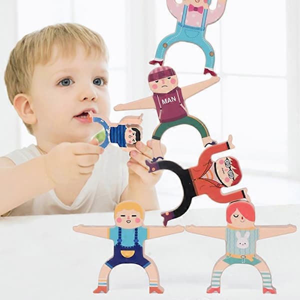 Menneskeformede balance stableklodser Børns pædagogiske ABS stable dekompression førskole BD616 Stacked High Gift Box