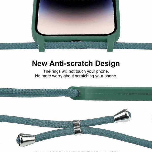 Skulderremsetui med flydende silikone til 14 Pro - HK603 Pine Needle Green