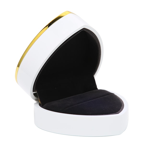 Hjärtformad Ringask Elegant Stilfull Smyckesdisplay Presentask med LED-ljus för Förlovning Bröllop Vit