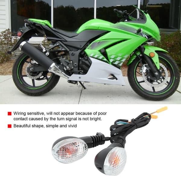 Blinklys Lampe Passer Til Kawasaki Para Ninja 250 Motorcykel Modifikation (Sort&Hvid)