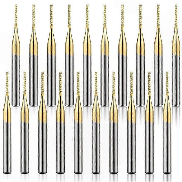 20 stycken 1 mm pinnfräsar med titanbeläggning för CNC-rutter, kretskortsgravering och fräsar