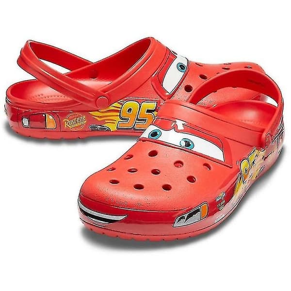 【03】UNISEX Crocs Classic Clogs Lightning McQueen Bil Clogs Tofflor Kompatibel med Nya-Perfekt röd red red 36