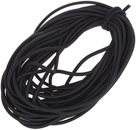 【03】1/8-tums (3 mm) svart kraftig stretch rund resår elastisk snodd (klippt av 10 yards) svart