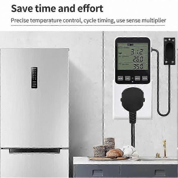 Smart digital termostat för temperatur- och luftfuktighetskontroll med värme- och kylfunktioner White&Black