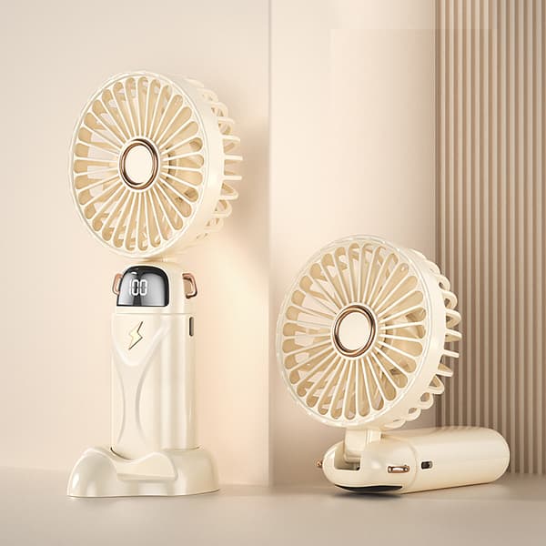 USB Genopladelig Håndholdt Ventilator 5 Justerbare Vindhastigheder Mini Bærbar Ventilator Digital Display Ventilator 800mAh