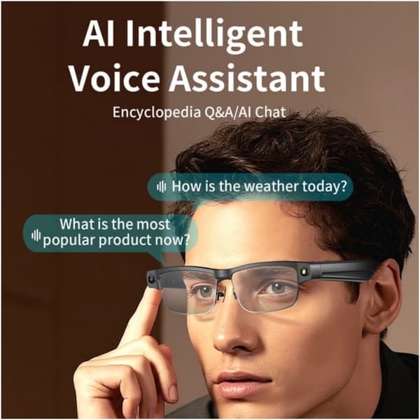 Smarta AI-glasögon med högupplöst kamera och AI-assistent, kompatibla med Android och iOS Transparent