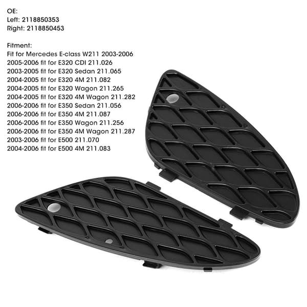 Par Främre Stötfångargrillskydd Mesh Grill 2118850353 Passar Mercedes-Benz E-Klass W211 E320 E350 E500 2003-2006