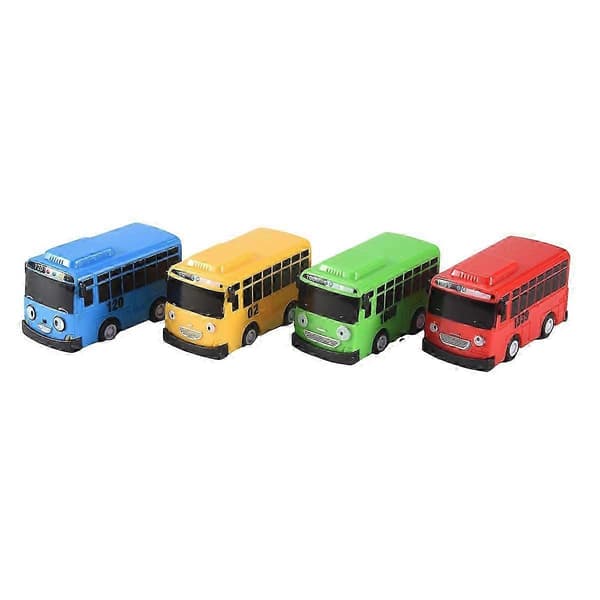 Lille Bus Mini Plastik Træk Tilbage Blå Rød Gul Grøn Bus Bil Model