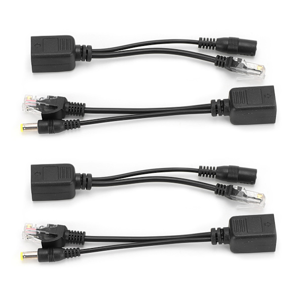 5 par Power Over Ethernet POE Splitter Adapter Injektor DC12V til IP-kamera Sort