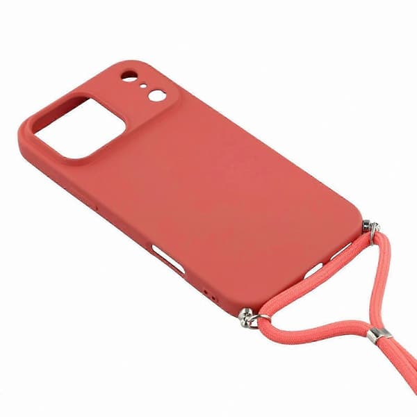Mjukt TPU-telefonskal med fiberfoder och axelrem för 17 Pro-modeller Hawthorn Red