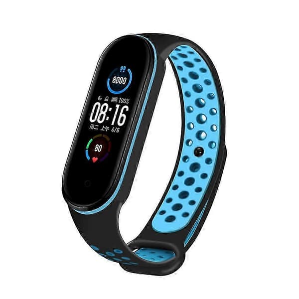 Armbånd til Mi Band 5 Svedafvisende armbånd Rem Loop TPU Silikonearmbånd Black Gray