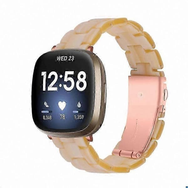 20 mm harpiksrem med spænde i rustfrit stål til Fitbit Versa 4/Sense 2 udskiftningsurrem Ivory White
