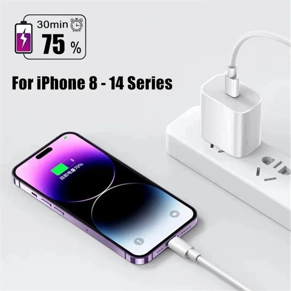 【03】35W PD Hurtigopladningskabel til iPhone og iPad Air, 2-meters USB-C Strømkabel 2m Cabl 2m Cable EU Charger set B