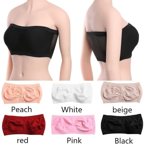 Elastisk stropløs sømløs cropped tube top bh bandeau undertøj til kvinder