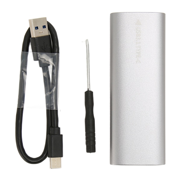 M.2 SATA SSD-kapsling USB C 3.1 10Gbps UASP Trim Aluminiumlegering Typ C SSD-kapsling för 2280 2260 2242 2230 Storlek NVME-protokoll Silverfärg