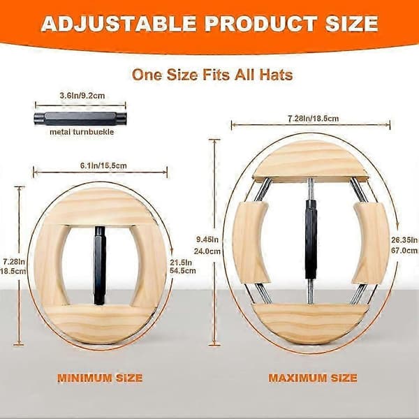 【03】Hat Stretcher 4-Way, Hat Stretcher for Custom Hats Size 6 7/8 to 8 1/2, Hat Stretcher, Heavy Duty Hat Expander