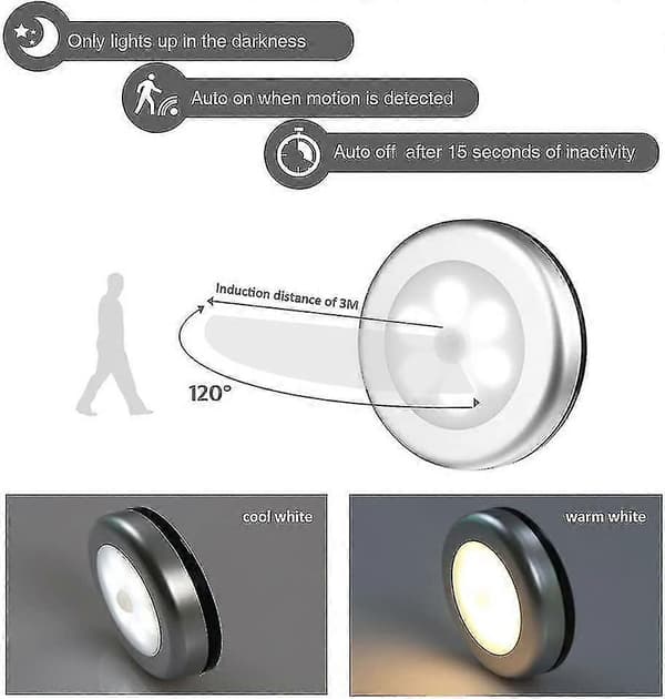 Indendørs bevægelsessensor natlampe. Batteridrevet LED-lampe med bevægelsessensor.