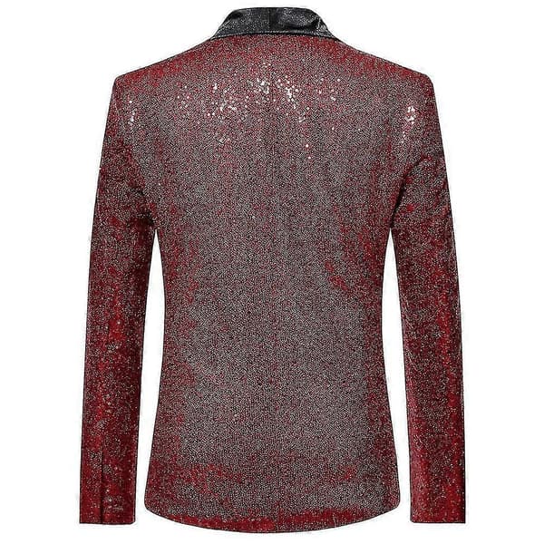 Miesten muoti paljetti rento bleiseri pukutakki Wine Red 2XL