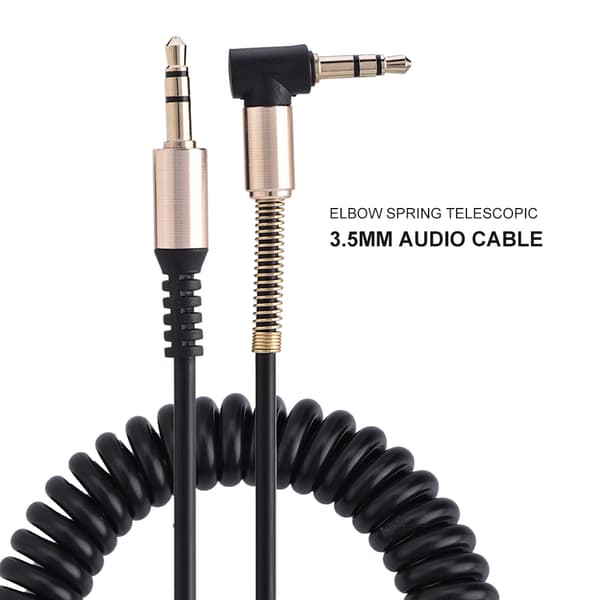 3,5 mm han til han fjeder Aux-kabel L-formet & I-formet udtrækkelig ledning til bilstereo-øretelefoner