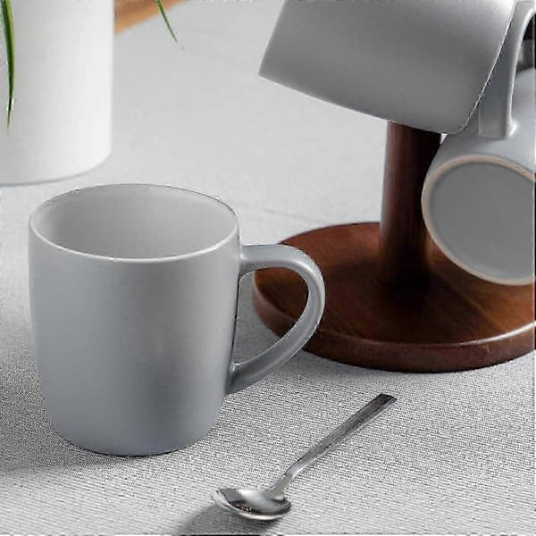 2-pak stentøjskrus, 350 ml grå matte kaffekopper med hank til te, latte, cappuccino