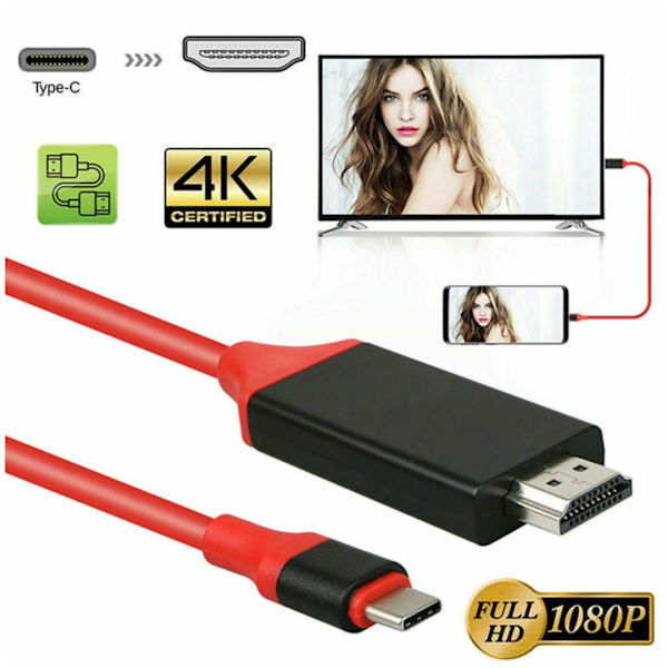 Type-C til HDMI-kabel, HDTV-kabel, Type-C til HDMI (rød)