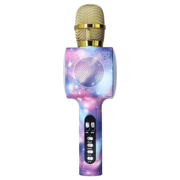 Bluetooth Mikrofon Karaoke Portabel Trådlös Mikrofon med Färgglatt Ljus för Barn Vuxna Hemmabruk Lila