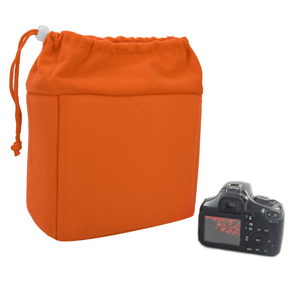 Vandtæt Stødsikker DSLR Kamera Linse Indsats Taske Polstret Etui Med Snøre (Orange)