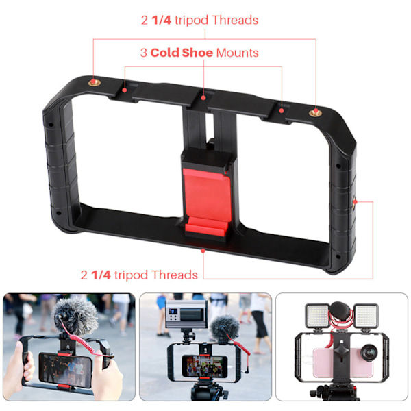 Smartphone Video Rig 3 Hot Shoe Mounts Filmmaking Case Stabilizer Ramme Stand