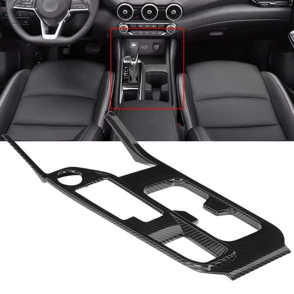 Kolfiber Central Kontroll Växelspak Panel Skydd Trim Passar Nissan Sylphy Sentra 2020