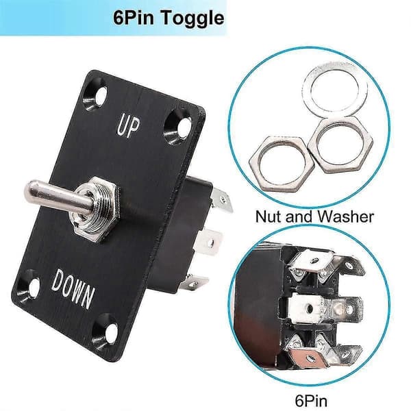 Vippekontakt Momentan 6-benet 3-position (on)-off-(on) op/ned Polaritet Reverse Switch Med