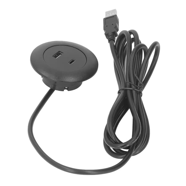 【03】Built-in Charging Port, Round Desk Socket for Sofas, Nightstands, Workbenches, Office and Home Use (5V Input)