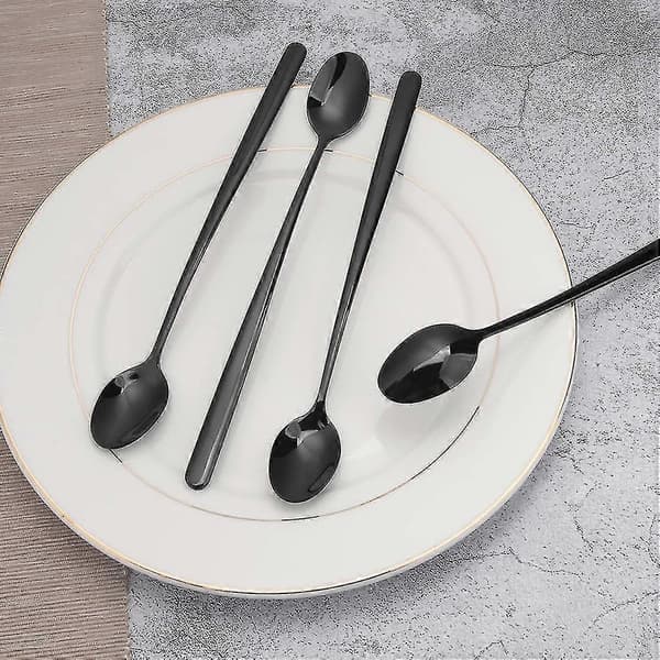 isskeer lange drinkskeer rustfrit stål sorte 22 cm lange