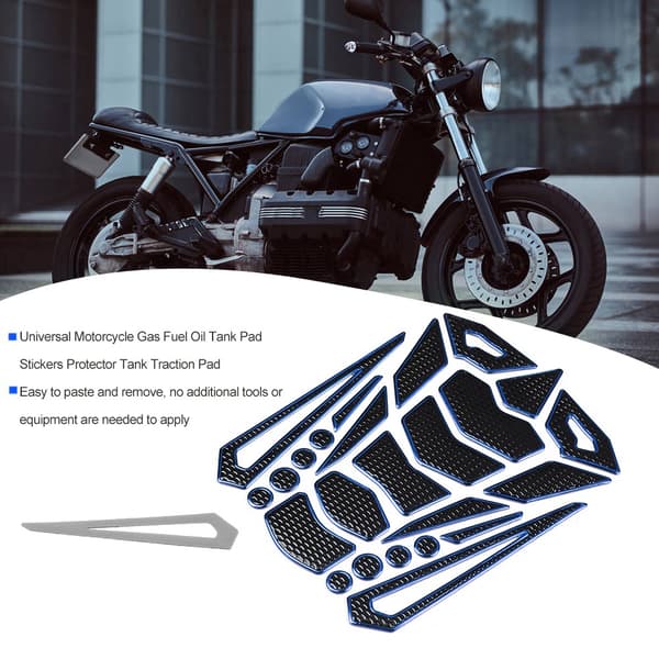 Universal Motorcykel Gas Bränsle Oljetank Pad Dekaler Skydd Tank Traction Pad (blå kant)